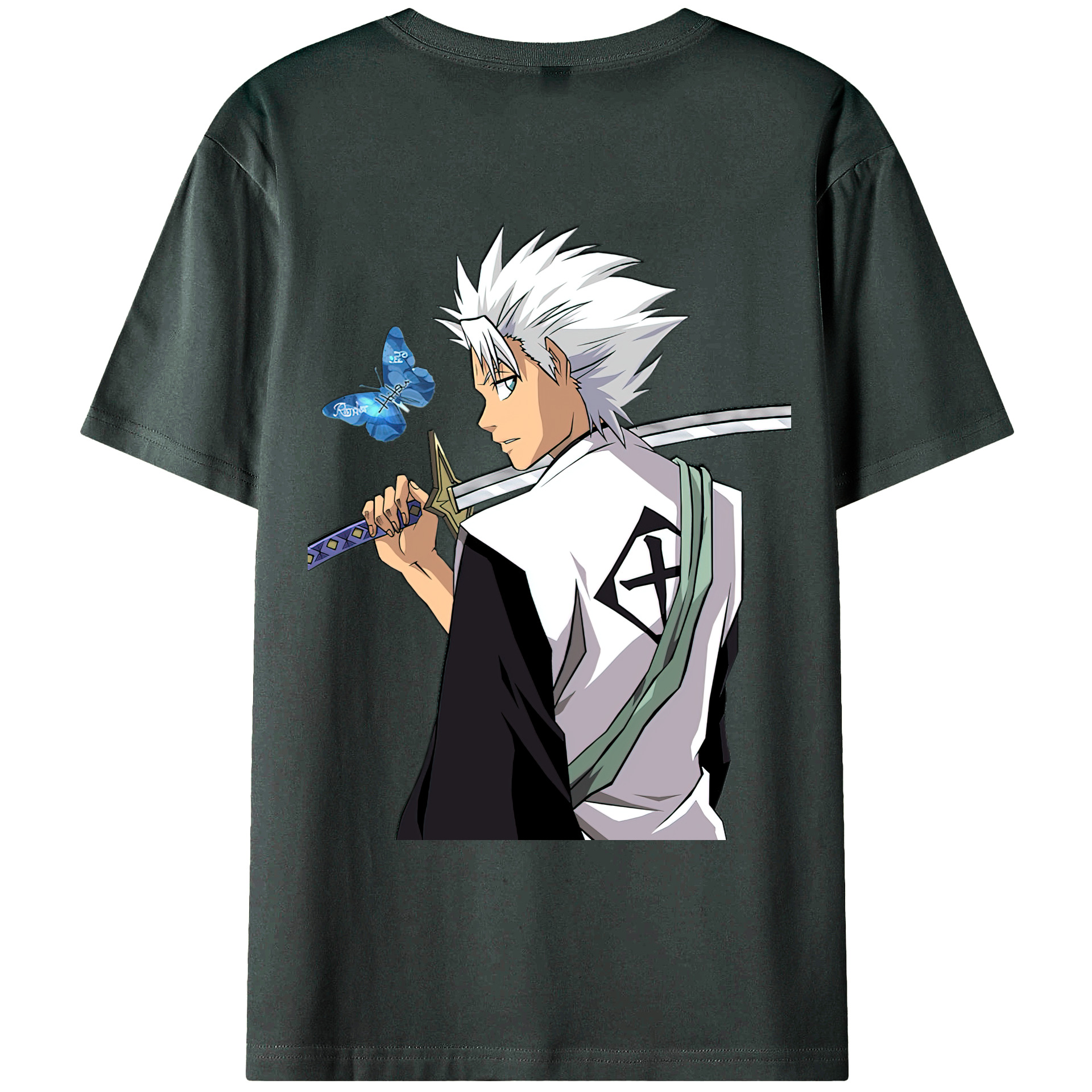 （画像用） ブリーチ 日番谷冬獅郎（ひつがや とうしろう） BLEACH Hitsugaya Toushirou 綿100％ メンズ半袖Tシャツ（バックプリント） 通気性